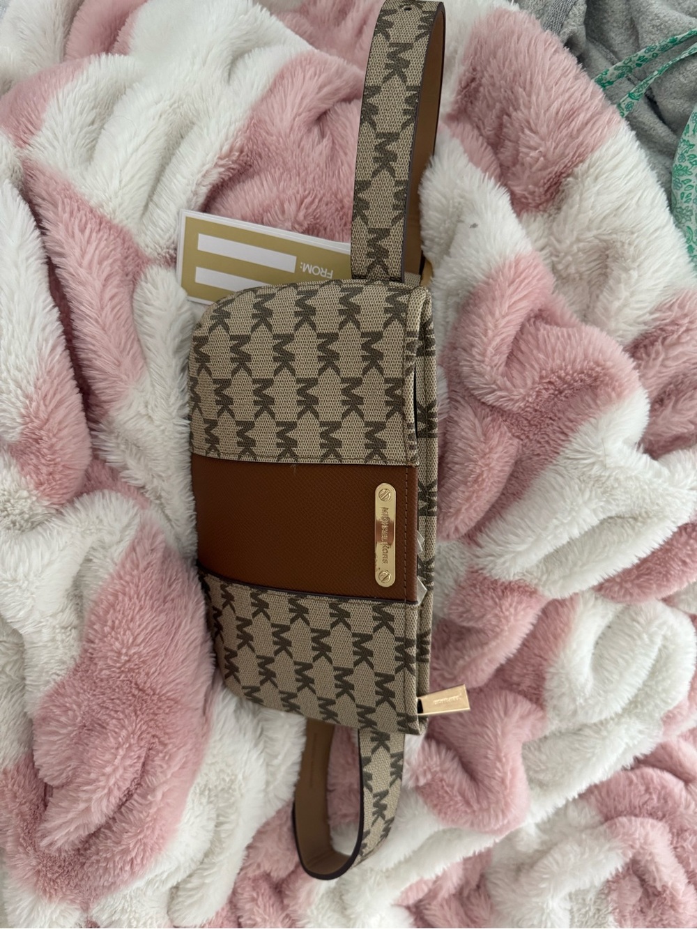 Michael Kors Beige and Brown Monogram Belt Bag